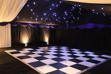 dance floor and starlight roof for a winter marquee
