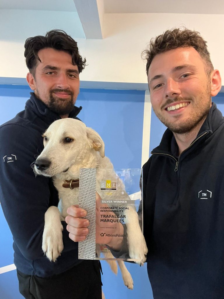 Ed & Jamie holding an award from the 2024 Surrey SME Business Awards