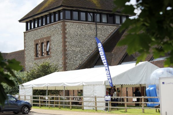 Exterior of Marquee for event at Denbies Vineyard in Dorking, Surrey. Marquee hire Surrey.