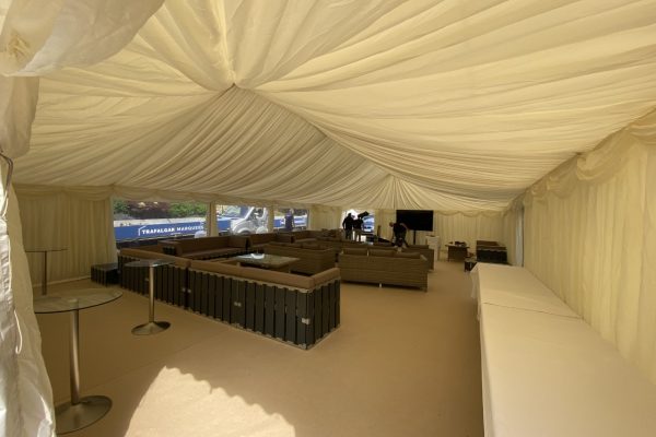 Inside view of a marquee for a corporate event in Berkshire Internal view of a marquee being set up for a corporate event. Marquee hire in Berkshire